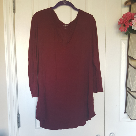 Perfectly Soft Perfectly You Tops - Crimson 3/4 Sleeve Tee shirt 1x